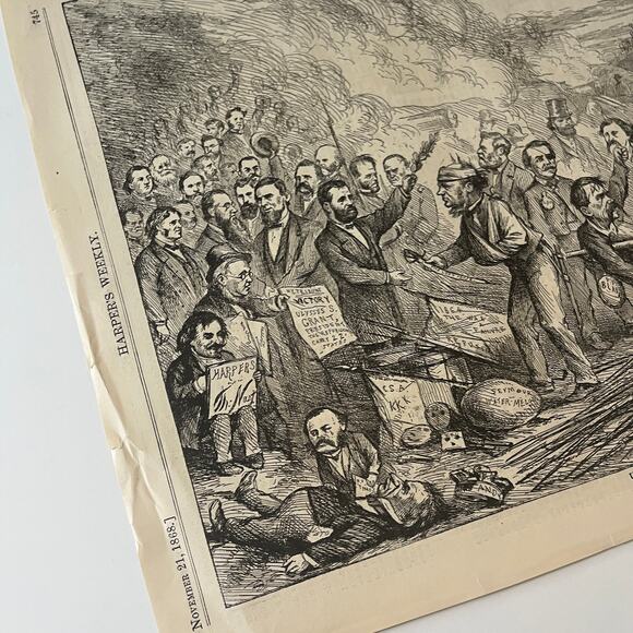 Harper's Weekly Unconstitutional Surrender Grant Engraving 1868 Nov 21 V1-7 - Picture 2 of 2